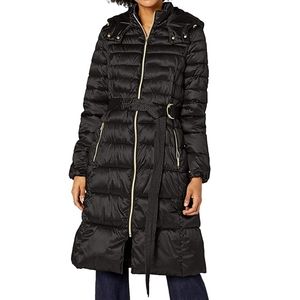 Cole Haan Women's Sateen Faux Down Belted Coat XL NWT